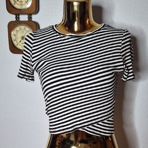 Black and White Striped Women's Top
